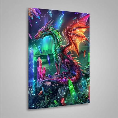 Diamond Painting Erwachsene Drachen 5D Diamond Painting Full Drill Tier Diamant Malerei Bilder DIY Diamont Art Stickerei Set Geeignet Als Geschenk, Zur Entspannung und Wanddeko (60x80cm) PjY4793 I-4 von MEOSUEWI