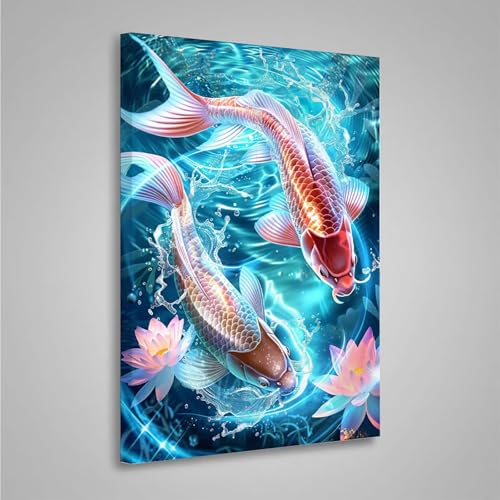 Diamond Painting Erwachsene Fisch 5D Diamond Painting Full Drill Blume Diamant Malerei Bilder DIY Diamont Art Stickerei Set Geeignet Als Geschenk, Zur Entspannung und Wanddeko (60x80cm) PjY401 8-2 von MEOSUEWI