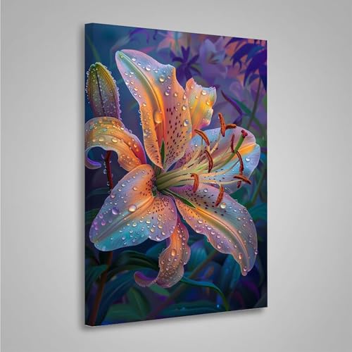 Diamond Painting Erwachsene Lilie 5D Diamond Painting Full Drill Blume Diamant Malerei Bilder DIY Diamont Art Stickerei Set Geeignet Als Geschenk, Zur Entspannung und Wanddeko (60x80cm) PjY7453 6-9 von MEOSUEWI
