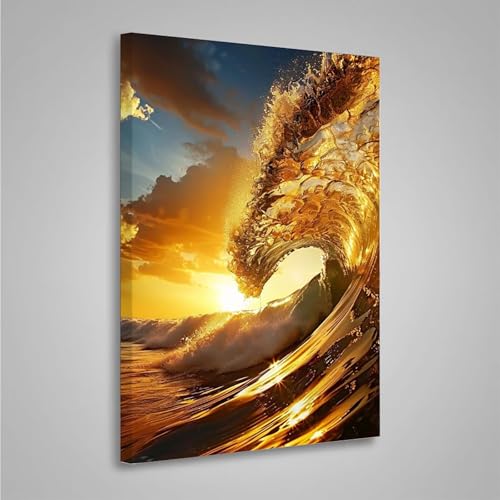 Diamond Painting Erwachsene Sonnenuntergang 5D Diamond Painting Full Drill Meereswellen Diamant Malerei Bilder Diamont Art Stickerei Set Geeignet Entspannung und Wanddeko (70x95cm) PjY3611 Q-8 von MEOSUEWI