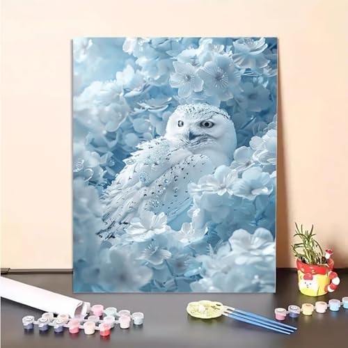 Eule Malen Nach Zahlen Blume Malen Nach Zahlen Erwachsene Set Mit Pinseln und Pigment Bastelset Erwachsene DIY Handgemalt Ölgemälde für Deko Schlafzimmer, Geschenke für Frauen (80x110cm) PJY8 1-0 von MEOSUEWI