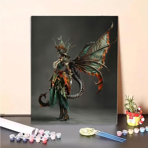 Flügel Malen Nach Zahlen Frau Malen Nach Zahlen Erwachsene Set Mit Pinseln und Pigment Bastelset Erwachsene DIY Handgemalt Ölgemälde für Deko Schlafzimmer, Geschenke für Frauen 80x100cm PJY7 Z-R von MEOSUEWI