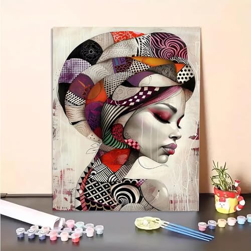 Frau Malen Nach Zahlen Abstrakt Malen Nach Zahlen Erwachsene Set Mit Pinseln und Pigment Bastelset Erwachsene DIY Handgemalt Ölgemälde für Deko Schlafzimmer, Geschenke für Frauen 70 x 95 cm PJY6 6-9 von MEOSUEWI
