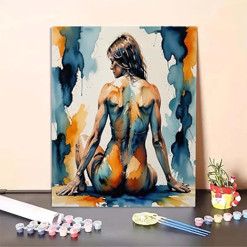 Frau Malen Nach Zahlen Blau Malen Nach Zahlen Erwachsene Set Mit Pinseln und Pigment Bastelset Erwachsene DIY Handgemalt Ölgemälde für Deko Schlafzimmer, Geschenke für Frauen (30x40cm) PJY2 H-5 von MEOSUEWI