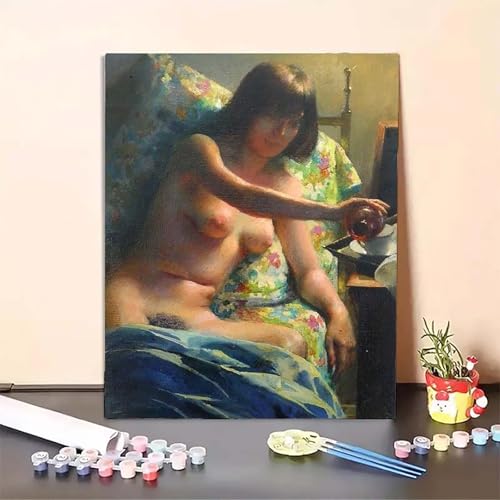 Frau Malen Nach Zahlen Blume Malen Nach Zahlen Erwachsene Set Mit Pinseln und Pigment Bastelset Erwachsene DIY Handgemalt Ölgemälde für Deko Schlafzimmer, Geschenke für Frauen (80x110cm) PJY8 S-3 von MEOSUEWI