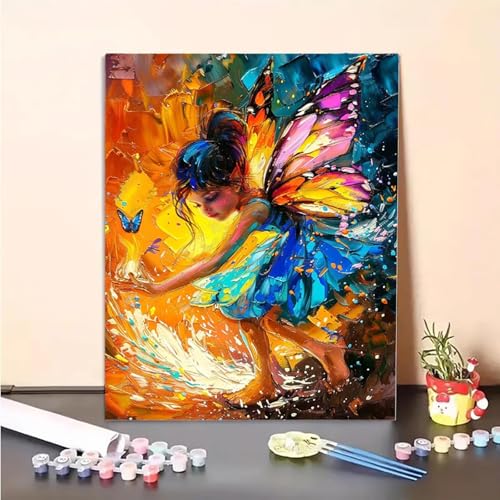 Frau Malen Nach Zahlen Flügel Malen Nach Zahlen Erwachsene Set Mit Pinseln und Pigment Bastelset Erwachsene DIY Handgemalt Ölgemälde für Deko Schlafzimmer, Geschenke für Frauen (30x40cm) PJY2 4-B von MEOSUEWI