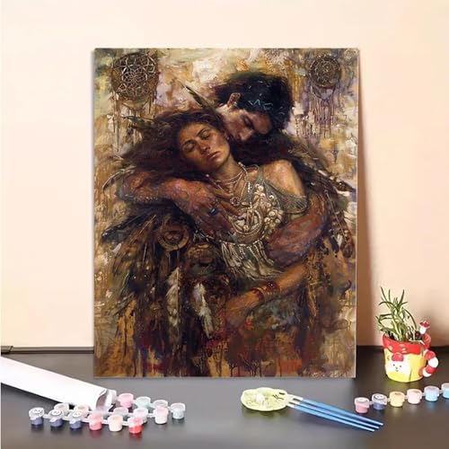 Frau Malen Nach Zahlen Mann Malen Nach Zahlen Erwachsene Set Mit Pinseln und Pigment Bastelset Erwachsene DIY Handgemalt Ölgemälde für Deko Schlafzimmer, Geschenke für Frauen (50x70cm) PJY4 5-5 von MEOSUEWI