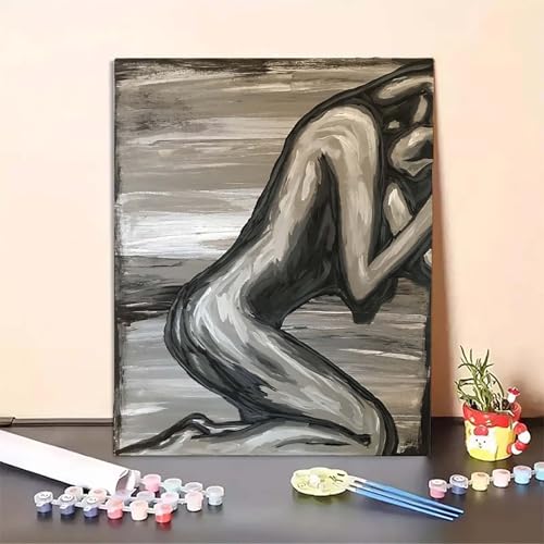 Frau Malen Nach Zahlen Schwarz Malen Nach Zahlen Erwachsene Set Mit Pinseln und Pigment Bastelset Erwachsene DIY Handgemalt Ölgemälde für Deko Schlafzimmer, Geschenke für Frauen (70x95cm) PJY6 P-4 von MEOSUEWI