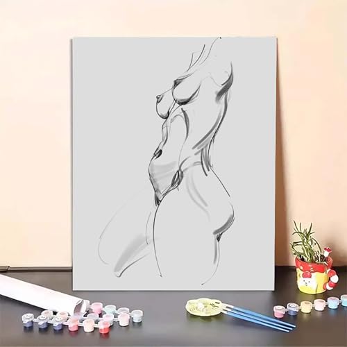 Frau Malen Nach Zahlen Skizzieren Malen Nach Zahlen Erwachsene Set Mit Pinseln und Pigment Bastelset Erwachsene DIY Handgemalt Ölgemälde für Deko Schlafzimmer, Geschenke für Frauen (70x95cm) PJY6 S-9 von MEOSUEWI