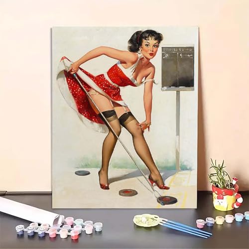MEOSUEWI Malen Nach Zahlen Erwachsene Frau, Hoher Absatz Paint by Numbers DIY Set Mit Pinseln und Pigment Hobby Erwachsene Kreativ für Wohnzimmer, Zimmer Deko Asthetik, Geschenke (90x120cm) PJY9 1-X von MEOSUEWI