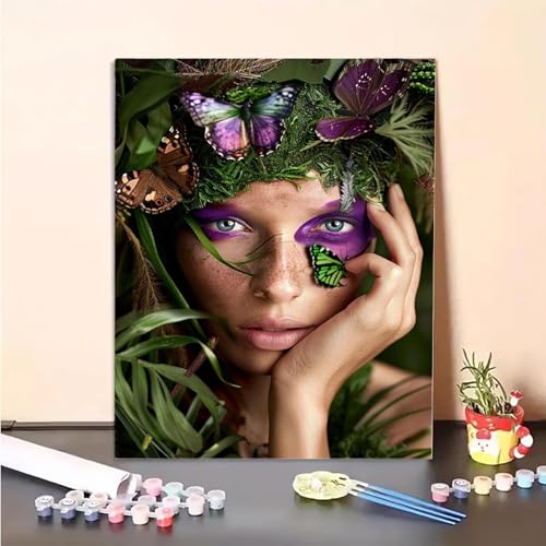 MEOSUEWI Malen Nach Zahlen Erwachsene Frau, Schmetterling Paint by Numbers DIY Set Mit Pinseln und Pigment Hobby Erwachsene Kreativ für Wohnzimmer, Zimmer Deko Asthetik, Geschenke (80x100cm) PJY7 Z-6 von MEOSUEWI