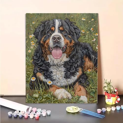 MEOSUEWI Malen Nach Zahlen Erwachsene Hund, Tier Paint by Numbers DIY Set Mit Pinseln und Pigment Hobby Erwachsene Kreativ für Wohnzimmer, Zimmer Deko Asthetik, Geschenke für Frauen 80x110CM PJY8 3-T von MEOSUEWI