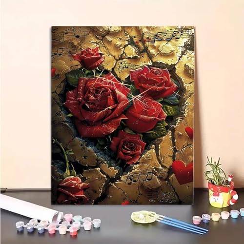 MEOSUEWI Malen Nach Zahlen Erwachsene Rose, Blume Paint by Numbers DIY Set Mit Pinseln und Pigment Hobby Erwachsene Kreativ für Wohnzimmer, Zimmer Deko Asthetik, Geschenke für Frauen 30x40cm PJY2 8-6 MEOSUEWI Malen Nach Zahlen Erwachsene Rose, Blume Paint by Numbers DIY Set Mit Pinseln und Pigment Hobby Erwachsene Kreativ für Wohnzimmer, Zimmer Deko Asthetik, Geschenke für Frauen 30x40cm PJY2 8-6 von MEOSUEWI