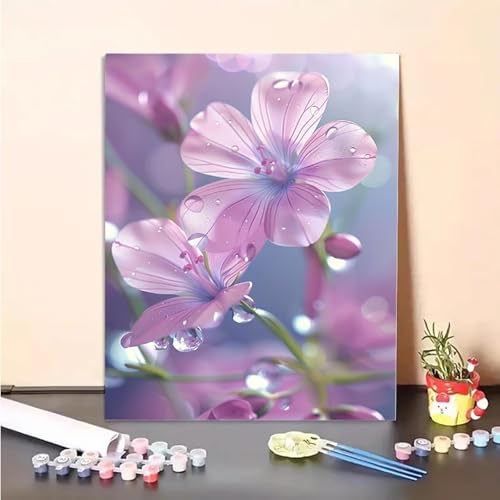 Malen Nach Zahlen Erwachsene Blume, Anlage Paint by Numbers DIY Set Mit Pinseln und Pigment Hobby Erwachsene Kreativ für Wohnzimmer, Zimmer Deko Asthetik, Geschenke für Frauen 40 x 50 cm PJY3 M-7 von MEOSUEWI
