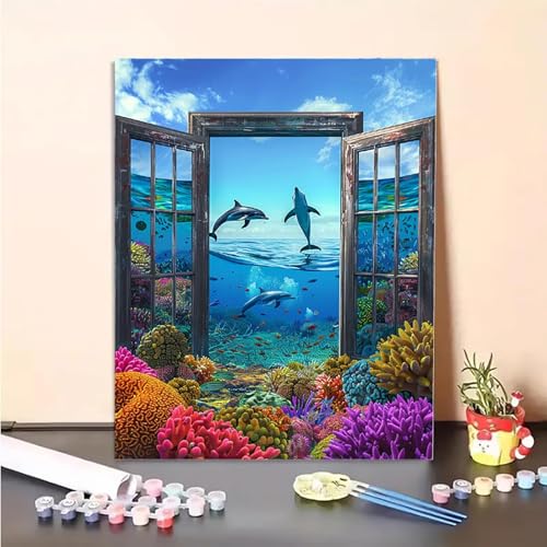 Malen Nach Zahlen Erwachsene Delphin, Ozean Paint by Numbers DIY Set Mit Pinseln und Pigment Hobby Erwachsene Kreativ für Wohnzimmer, Zimmer Deko Asthetik, Geschenke für Frauen 30x40cm PJY2 1-2 Malen Nach Zahlen Erwachsene Delphin, Ozean Paint by Numbers DIY Set Mit Pinseln und Pigment Hobby Erwachsene Kreativ für Wohnzimmer, Zimmer Deko Asthetik, Geschenke für Frauen 30x40cm PJY2 1-2 von MEOSUEWI