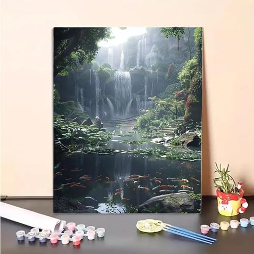 Malen Nach Zahlen Erwachsene Fallen, Wald Paint by Numbers DIY Set Mit Pinseln und Pigment Hobby Erwachsene Kreativ für Wohnzimmer, Zimmer Deko Asthetik, Geschenke für Frauen (40x50cm) PJY3 0-5 von MEOSUEWI