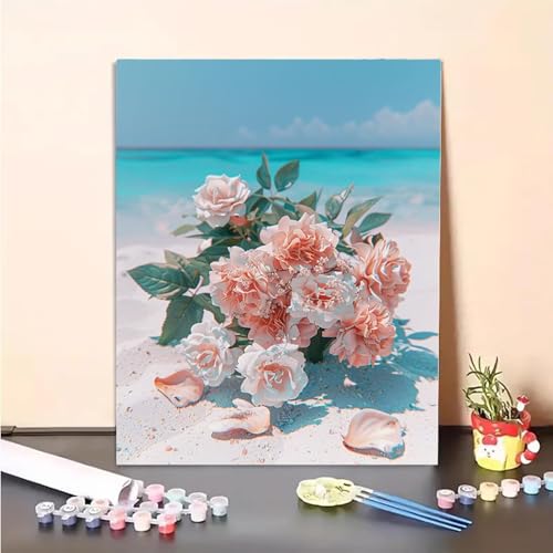 Malen Nach Zahlen Erwachsene Ozean, Blume Paint by Numbers DIY Set Mit Pinseln und Pigment Hobby Erwachsene Kreativ für Wohnzimmer, Zimmer Deko Asthetik, Geschenke für Frauen 50x70CM PJY4 5-2 von MEOSUEWI