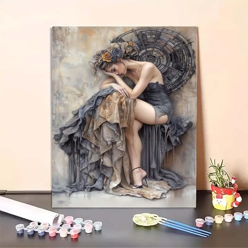 Malen Nach Zahlen Erwachsene Rock, Blume Paint by Numbers DIY Set Mit Pinseln und Pigment Hobby Erwachsene Kreativ für Wohnzimmer, Zimmer Deko Asthetik, Geschenke für Frauen (40x50cm) PJY3 N-B von MEOSUEWI