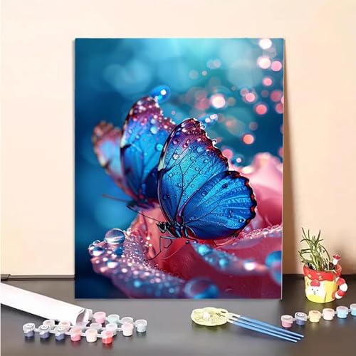 Malen Nach Zahlen Erwachsene Schmetterling, Blume Paint by Numbers DIY Set Mit Pinseln und Pigment Hobby Erwachsene Kreativ für Wohnzimmer, Zimmer Deko Asthetik, Geschenke 90 x 120 cm PJY9 8-9 von MEOSUEWI