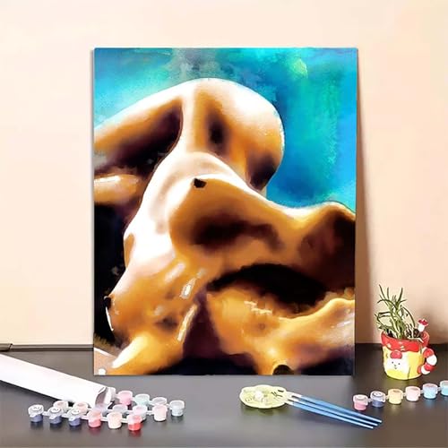 Menschlicher KöRper Malen Nach Zahlen Gelb Malen Nach Zahlen Erwachsene Set Mit Pinseln und Pigment Bastelset Erwachsene DIY Handgemalt Ölgemälde für Deko Schlafzimmer, Geschenke (80x110cm) PJY8 I-5 von MEOSUEWI