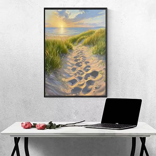 Ozean Diamond Painting Sonnenuntergang Diamant Painting Bilder Erwachsene Bastelset, DIY Diamond Art Runder Vollbohrer Diamanten Kinder Malerei Stickerei Kreuzstich, Geschenk 70x95CM PJY9 T-5 von MEOSUEWI