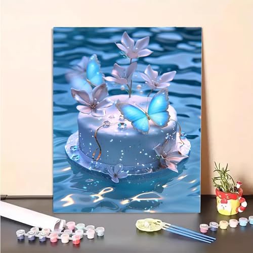 Schmetterling Malen Nach Zahlen Ozean Malen Nach Zahlen Erwachsene Set Mit Pinseln und Pigment Bastelset Erwachsene DIY Handgemalt Ölgemälde für Deko Schlafzimmer, Geschenke (30x40cm) PJY2 Q-4 von MEOSUEWI