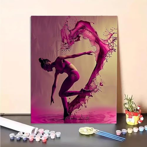 Tänzer Malen Nach Zahlen Frau Malen Nach Zahlen Erwachsene Set Mit Pinseln und Pigment Bastelset Erwachsene DIY Handgemalt Ölgemälde für Deko Schlafzimmer, Geschenke für Frauen 80x100CM PJY7 1-B von MEOSUEWI