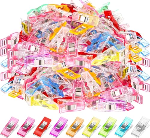 120 Stück Klammer 27 x 10 mm Nähen Zubehöre Nähzubehör Stoffklammern 9 Farben für Nähen, Quilting Clips, Häkeln, EINWEG von Kemolpo