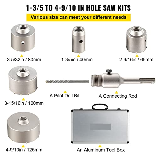 4-in-1 Beton-Lochsägen-Set, 8/9-teilig, 30–100/40–125 mm, SDS Plus- oder SDS Max-Schaft, Zementbohrer, Wandlochöffner-Werkzeug-Set(8PCS Unthreaded) von MERHOVO