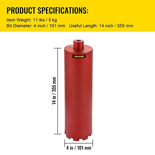 Diamantkernbohrer 4 Zoll 6 Zoll 8 Zoll im Durchmesser.Mit Klinge 5/8 "-11 Universalgewinde for Bohren von Beton, Ziegel, Mauerwerk, Marmor(4in) von MERHOVO