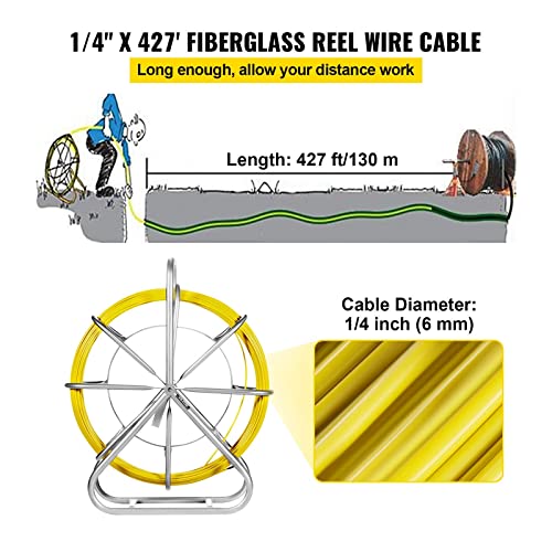 Fiberglas-Drahtkabel, das Stangenschlangen-Fischband Rodder 6MMx130M/200M 8MMx150M flexible elektrische Rollen-Stromkabel-Abziehvorrichtung laufen lässt(6 mm x 130 m) von MERHOVO