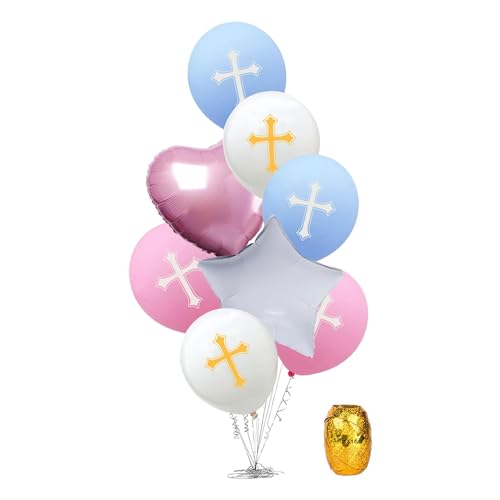 Generic 8 Stück Osterballons Aus Latex, Partyzubehör, Segnen Sie Osterdekorationen, Frühlingsfolie für Gebete, Religiöse Gottesdienste, Zuhause, Pink Blau von MERIGLARE