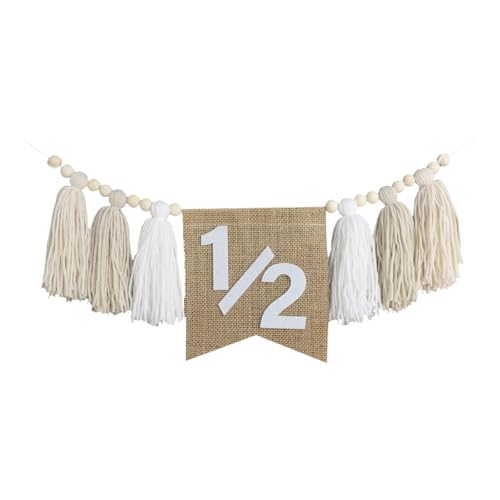 MERIGLARE 1/2 Geburtstag Banner für Hochstuhl, Kinderzimmer Wanddeko, Holzperlen Quaste, Weiß MERIGLARE 1/2 Geburtstag Banner für Hochstuhl, Kinderzimmer Wanddeko, Holzperlen Quaste, Weiß von MERIGLARE