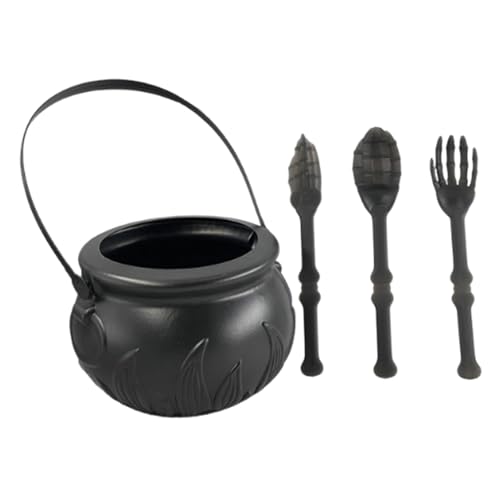 MERIGLARE Halloween Hexentopf Zum Aufhängen für Kinder, Mini Partyzubehör, Süßigkeiteneimer für Süßes Oder Saures mit Besteck, Schwarz MERIGLARE Halloween Hexentopf Zum Aufhängen für Kinder, Mini Partyzubehör, Süßigkeiteneimer für Süßes Oder Saures mit Besteck, Schwarz von MERIGLARE
