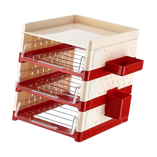 MERIGLARE Schreibtisch Organizer Dokumentenablage Ordnungssystem Papierablage Schubladenregal Als Stapelbare Aufbewahrungslösung mit Leichtgängigen Schubfächer, 4 Schichten von MERIGLARE