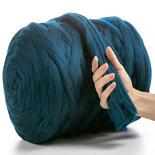 MeriWoolArt® 100% XXL Merino Wolle Garn 4-5 cm Dicke Wolle Garn, Filzwolle Trockenfilzen Nassfilzen, DIY Klobiges Wolle Garn Decke, Decke Baby Wolle, Arm Stricken Decke Garn Meer, 500g von MERIWOOLART