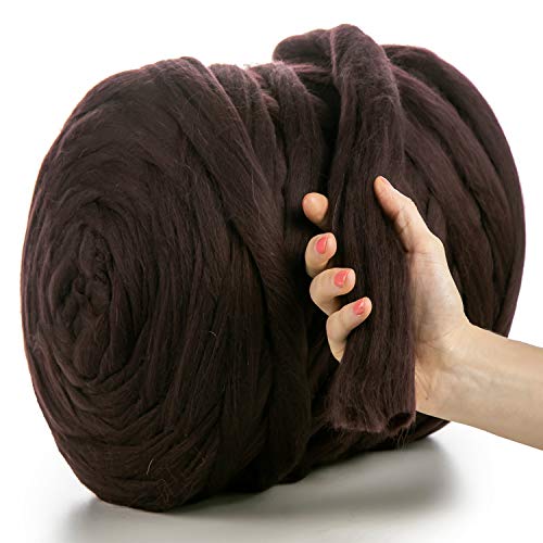 MeriWoolArt® 100% XXL Merino Wolle Garn 4-5cm Dicke Wolle Garn, Filzwolle Trockenfilzen Nassfilzen, DIY Wolle Garn Decke, Decke Baby Wolle, Arm Stricken Decke Garn Aubergine, 4,6Kg von MERIWOOLART