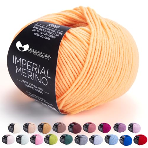 MeriWoolArt® Extrafeine Merinowolle garn zum Stricken oder Häkeln (50g, 100m) - Vielseitig für Hüte, Snoods, Blusen, Tuniken und warme Kleidung für Kinder und Erwachsene von MERIWOOLART