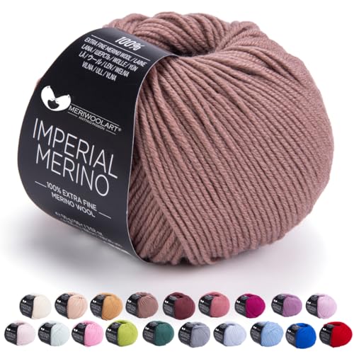 MeriWoolArt® Extrafeine Merinowolle garn zum Stricken oder Häkeln (50g, 100m) - Vielseitig für Hüte, Snoods, Blusen, Tuniken und warme Kleidung für Kinder und Erwachsene von MERIWOOLART