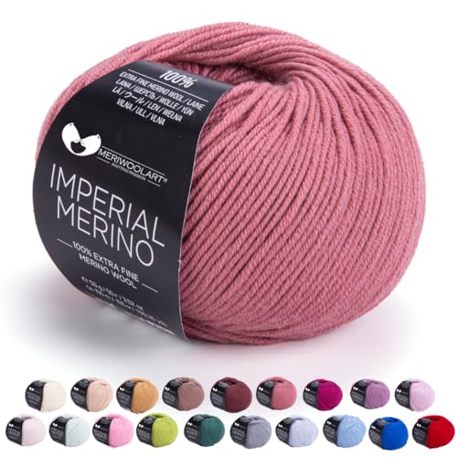 MeriWoolArt® Extrafeine Merinowolle garn zum Stricken oder Häkeln (50g, 100m) - Vielseitig für Hüte, Snoods, Blusen, Tuniken und warme Kleidung für Kinder und Erwachsene von MERIWOOLART