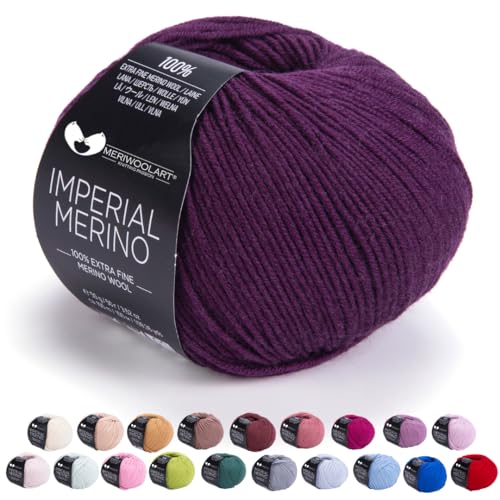 MeriWoolArt® Extrafeine Merinowolle garn zum Stricken oder Häkeln (50g, 100m) - Vielseitig für Hüte, Snoods, Blusen, Tuniken und warme Kleidung für Kinder und Erwachsene von MERIWOOLART