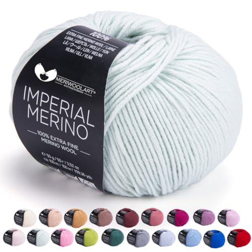 MeriWoolArt® Extrafeine Merinowolle garn zum Stricken oder Häkeln (50g, 100m) - Vielseitig für Hüte, Snoods, Blusen, Tuniken und warme Kleidung für Kinder und Erwachsene von MERIWOOLART