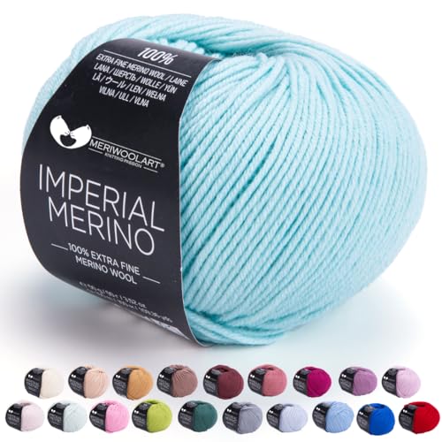 MeriWoolArt® Extrafeine Merinowolle garn zum Stricken oder Häkeln (50g, 100m) - Vielseitig für Hüte, Snoods, Blusen, Tuniken und warme Kleidung für Kinder und Erwachsene von MERIWOOLART