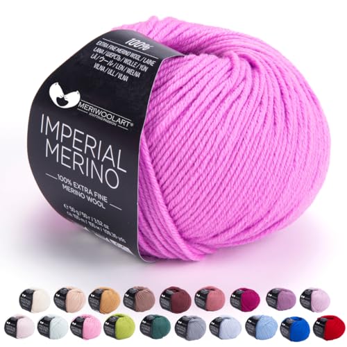 MeriWoolArt® Extrafeine Merinowolle garn zum Stricken oder Häkeln (50g, 100m) - Vielseitig für Hüte, Snoods, Blusen, Tuniken und warme Kleidung für Kinder und Erwachsene von MERIWOOLART