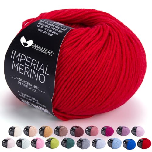 MeriWoolArt® Extrafeine Merinowolle garn zum Stricken oder Häkeln (50g, 100m) - Vielseitig für Hüte, Snoods, Blusen, Tuniken und warme Kleidung für Kinder und Erwachsene von MERIWOOLART