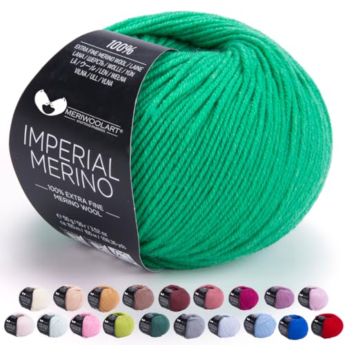 MeriWoolArt® Extrafeine Merinowolle garn zum Stricken oder Häkeln (50g, 100m) - Vielseitig für Hüte, Snoods, Blusen, Tuniken und warme Kleidung für Kinder und Erwachsene von MERIWOOLART