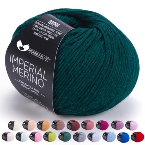 MeriWoolArt® Extrafeine Merinowolle garn zum Stricken oder Häkeln (50g, 100m) - Vielseitig für Hüte, Snoods, Blusen, Tuniken und warme Kleidung für Kinder und Erwachsene von MERIWOOLART