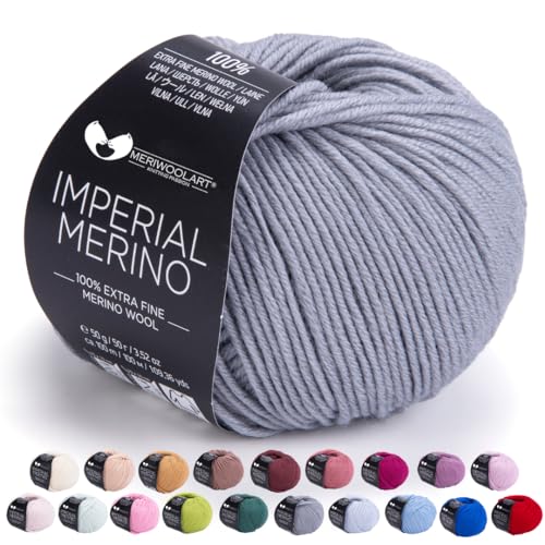 MeriWoolArt® Extrafeine Merinowolle garn zum Stricken oder Häkeln (50g, 100m) - Vielseitig für Hüte, Snoods, Blusen, Tuniken und warme Kleidung für Kinder und Erwachsene von MERIWOOLART