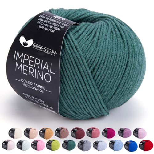 MeriWoolArt® Extrafeine Merinowolle garn zum Stricken oder Häkeln (50g, 100m) - Vielseitig für Hüte, Snoods, Blusen, Tuniken und warme Kleidung für Kinder und Erwachsene von MERIWOOLART