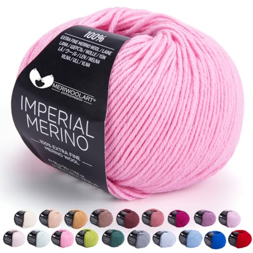 MeriWoolArt® Extrafeine Merinowolle garn zum Stricken oder Häkeln (50g, 100m) - Vielseitig für Hüte, Snoods, Blusen, Tuniken und warme Kleidung für Kinder und Erwachsene von MERIWOOLART